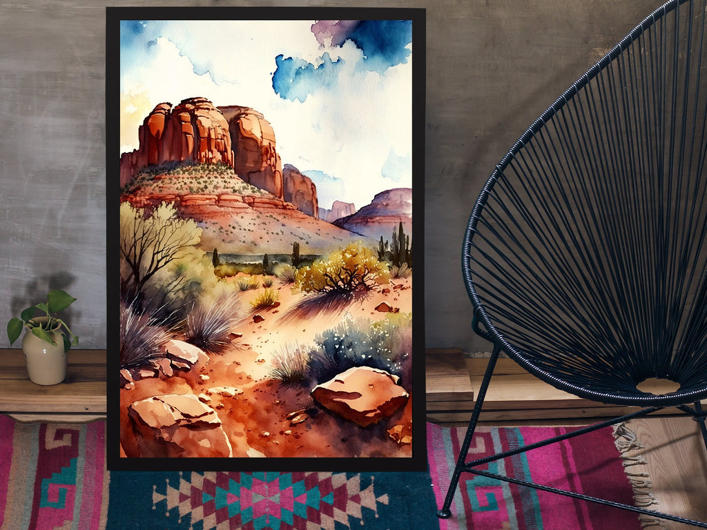 Watercolor Sedona Print Arizona Southwest Wall Art Landscape Art Gift Desert Home Western Decor