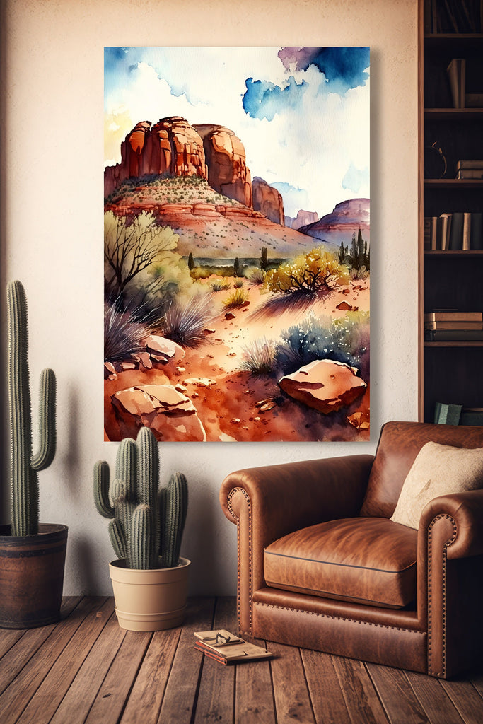 Watercolor Sedona Print Arizona Southwest Wall Art Landscape Art Gift Desert Home Western Decor