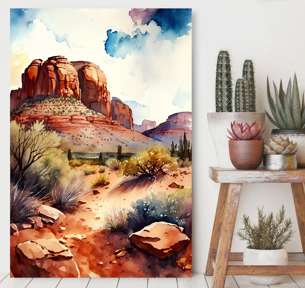 Watercolor Sedona Print Arizona Southwest Wall Art Landscape Art Gift Desert Home Western Decor