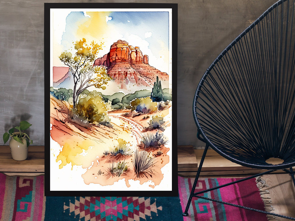 Watercolor Sedona Print Arizona Southwest Wall Art Landscape Art Gift Desert Home Western Decor