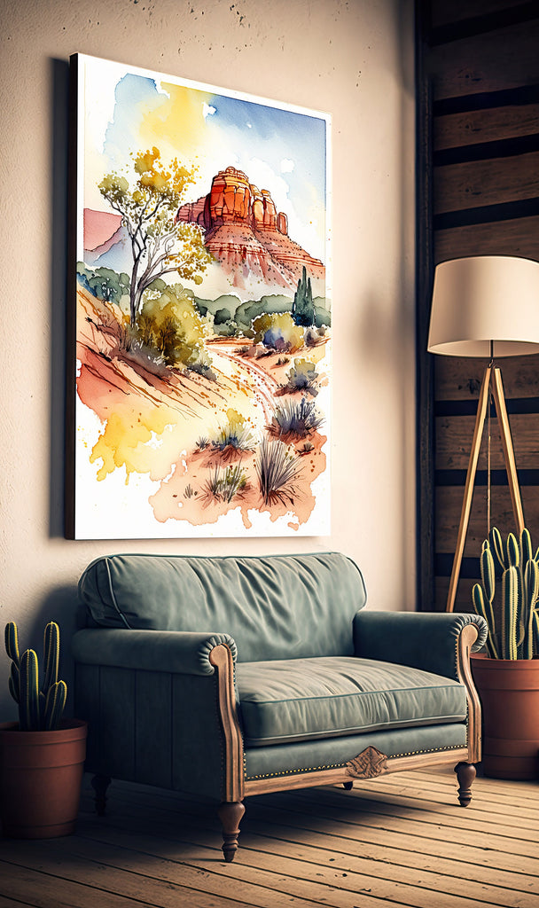 Watercolor Sedona Print Arizona Southwest Wall Art Landscape Art Gift Desert Home Western Decor