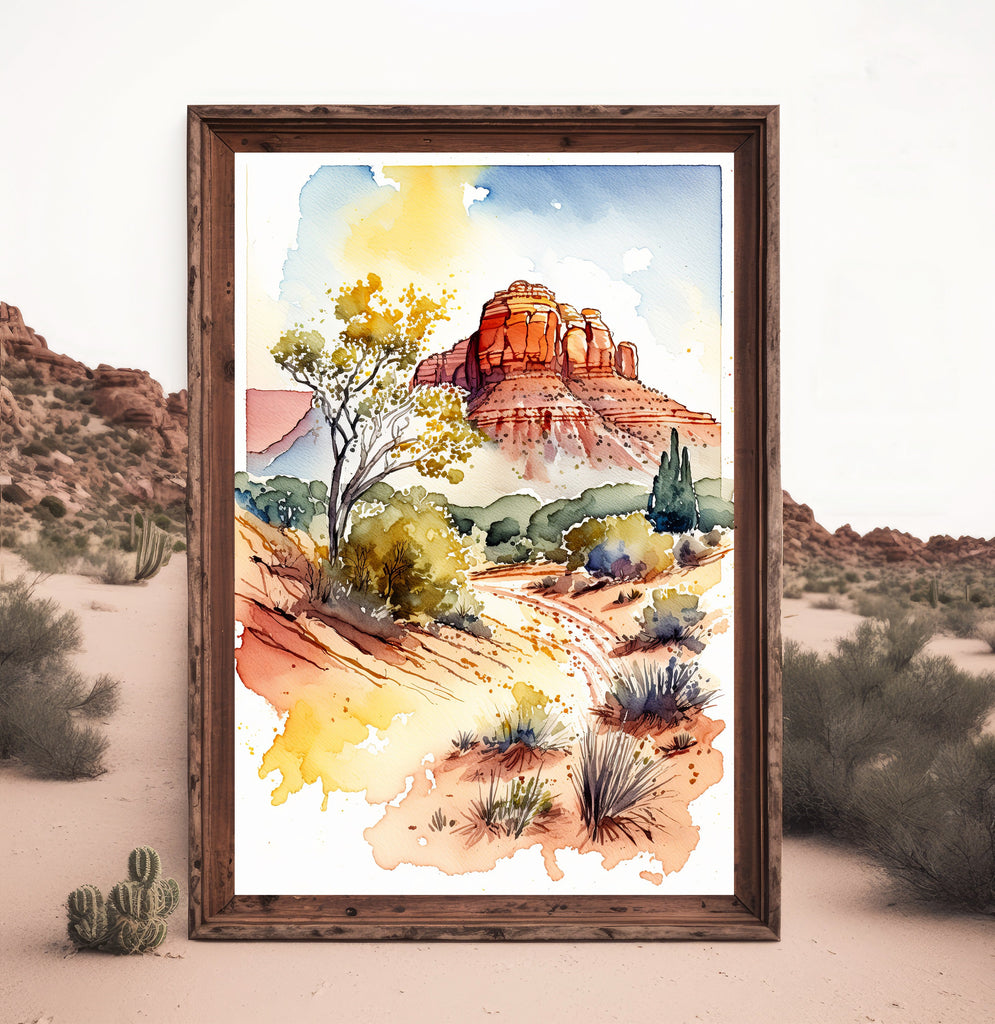 Watercolor Sedona Print Arizona Southwest Wall Art Landscape Art Gift Desert Home Western Decor