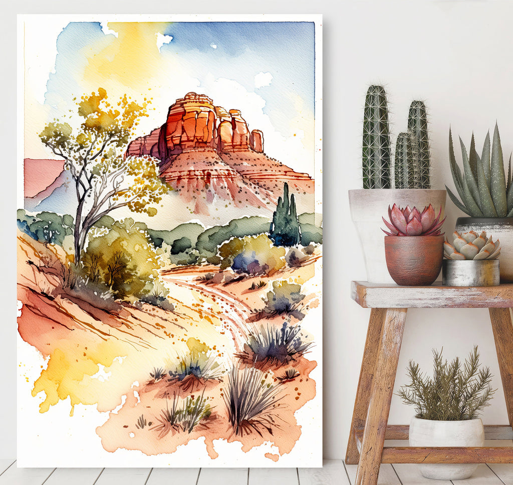 Watercolor Sedona Print Arizona Southwest Wall Art Landscape Art Gift Desert Home Western Decor