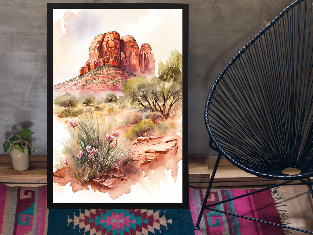 Watercolor Sedona Print Arizona Southwest Wall Art Landscape Art Gift Desert Home Western Decor