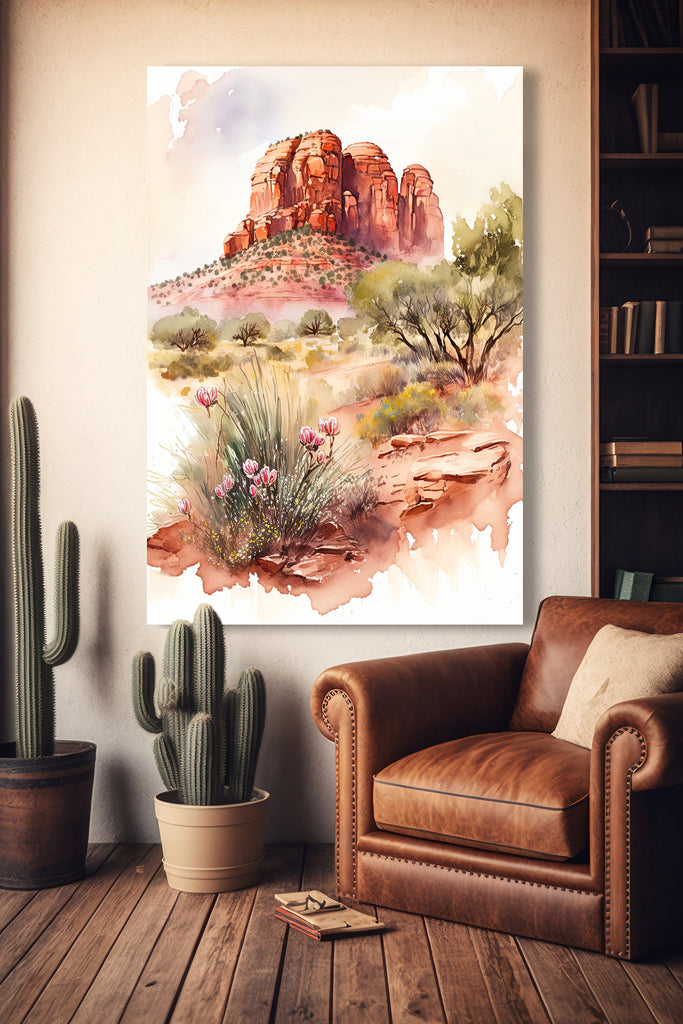 Watercolor Sedona Print Arizona Southwest Wall Art Landscape Art Gift Desert Home Western Decor