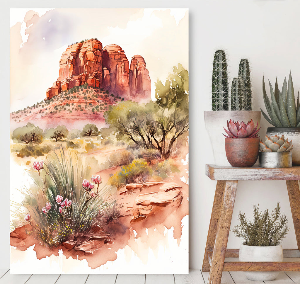 Watercolor Sedona Print Arizona Southwest Wall Art Landscape Art Gift Desert Home Western Decor