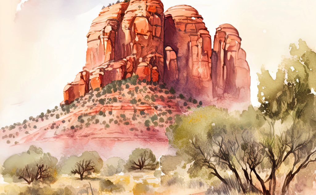 Watercolor Sedona Print Arizona Southwest Wall Art Landscape Art Gift Desert Home Western Decor