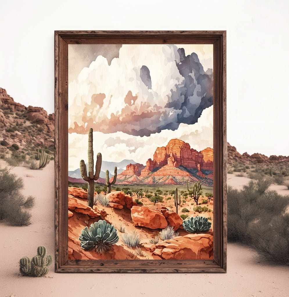 Watercolor Sedona Print Arizona Southwest Wall Art Landscape Art Gift Desert Home Western Decor