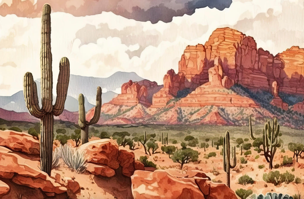 Watercolor Sedona Print Arizona Southwest Wall Art Landscape Art Gift Desert Home Western Decor