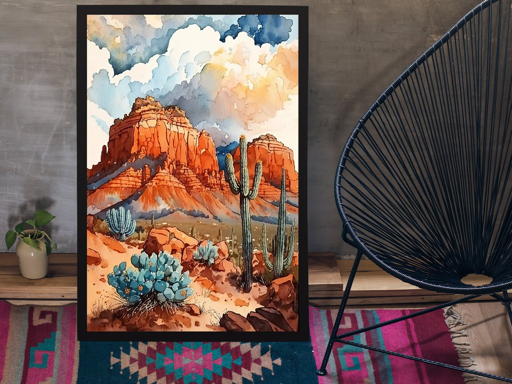 Watercolor Sedona Print Arizona Southwest Wall Art Landscape Art Gift Desert Home Western Decor