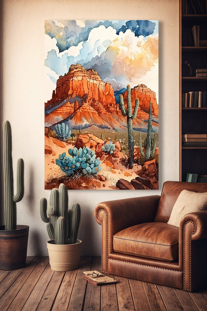 Watercolor Sedona Print Arizona Southwest Wall Art Landscape Art Gift Desert Home Western Decor