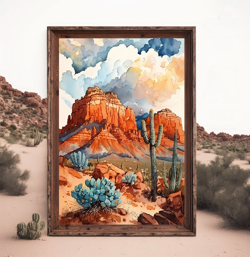 Watercolor Sedona Print Arizona Southwest Wall Art Landscape Art Gift Desert Home Western Decor