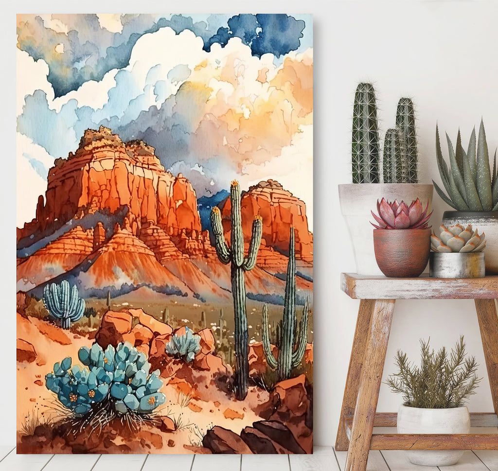 Watercolor Sedona Print Arizona Southwest Wall Art Landscape Art Gift Desert Home Western Decor