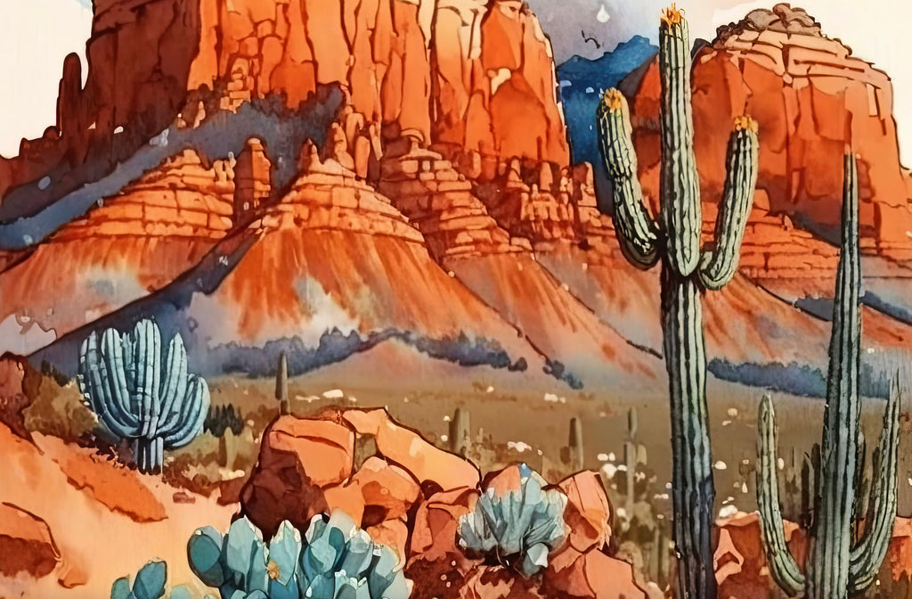 Watercolor Sedona Print Arizona Southwest Wall Art Landscape Art Gift Desert Home Western Decor