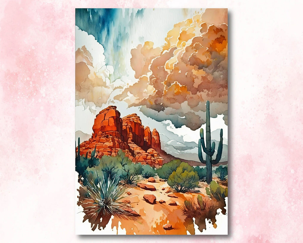 Watercolor Sedona Print Arizona Southwest Wall Art Landscape Art Gift Desert Home Western Decor