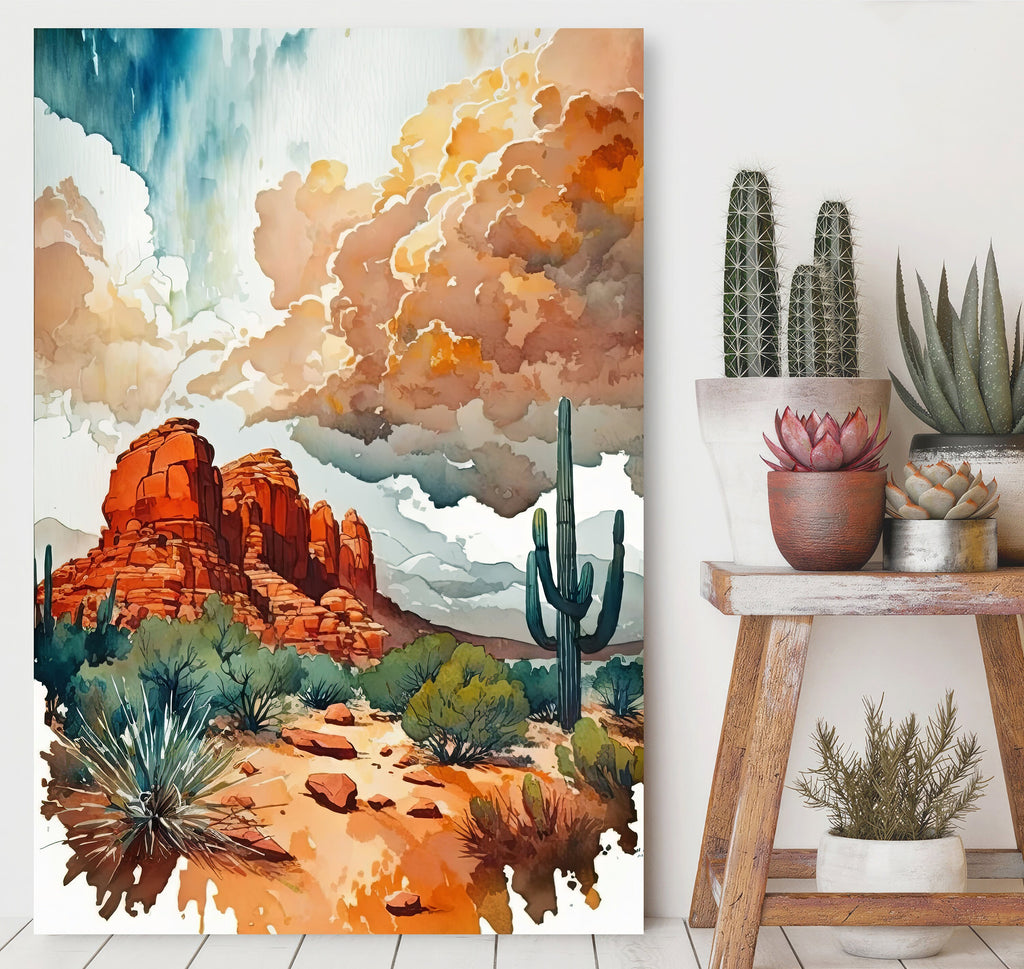 Watercolor Sedona Print Arizona Southwest Wall Art Landscape Art Gift Desert Home Western Decor