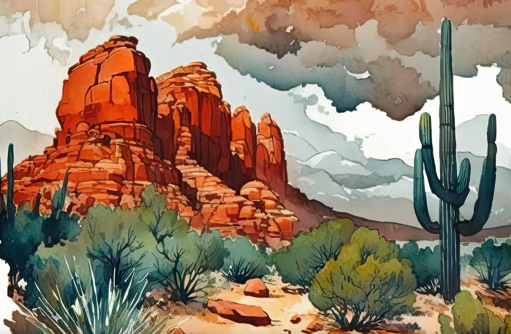 Watercolor Sedona Print Arizona Southwest Wall Art Landscape Art Gift Desert Home Western Decor