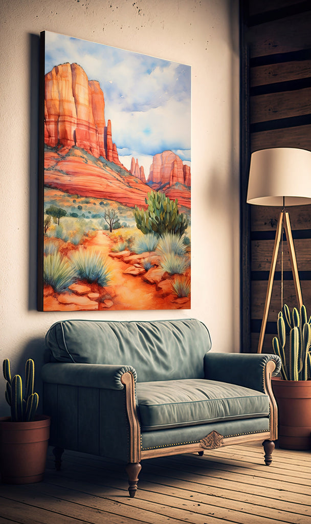 Watercolor Sedona Print Arizona Southwest Rainbow Wall Art Landscape Art Gift Desert Home Western Decor