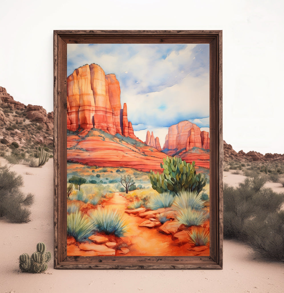 Watercolor Sedona Print Arizona Southwest Rainbow Wall Art Landscape Art Gift Desert Home Western Decor