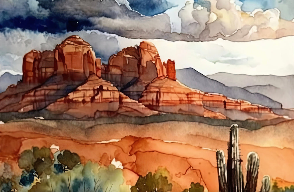 Watercolor Sedona Print Arizona Southwest Rainbow Wall Art Landscape Art Gift Desert Home Western Decor