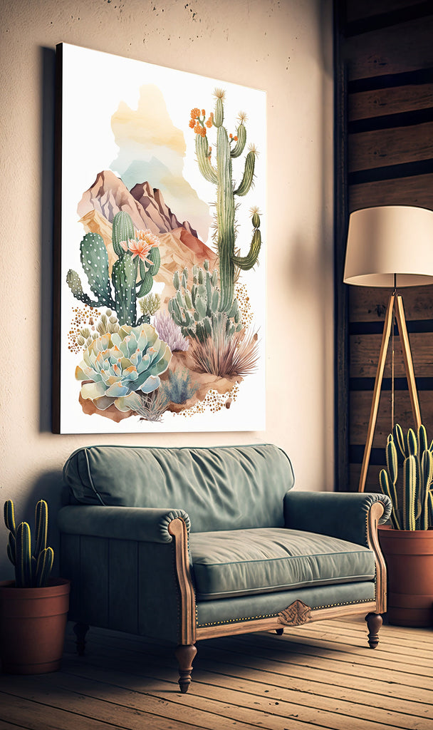 Desert Landscape Print Colorful Watercolor Wall Art Southwest Gift Saguaro Cactus Beautiful Nature Home Decor