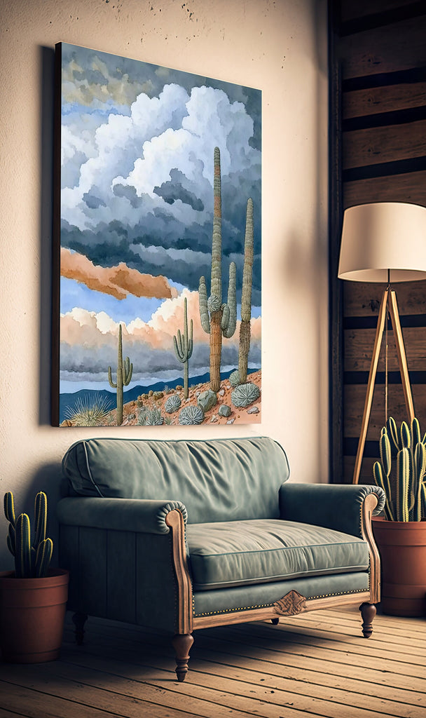 Desert Landscape Print Colorful Watercolor Wall Art Southwest Gift Saguaro Cactus Beautiful Nature Home Decor