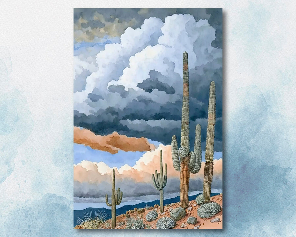 Desert Landscape Print Colorful Watercolor Wall Art Southwest Gift Saguaro Cactus Beautiful Nature Home Decor