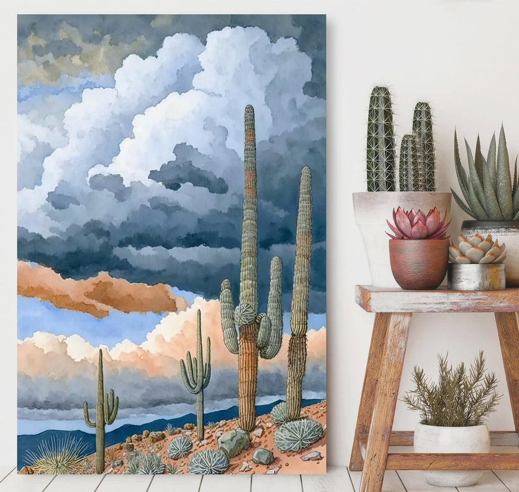 Desert Landscape Print Colorful Watercolor Wall Art Southwest Gift Saguaro Cactus Beautiful Nature Home Decor