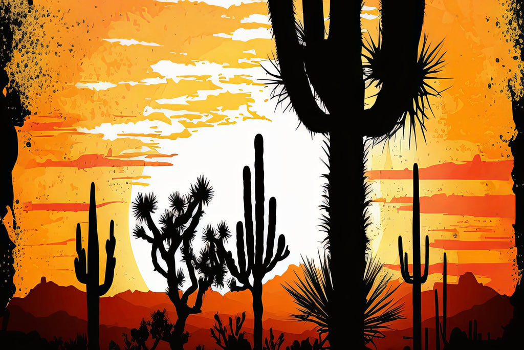 Desert Cactus Sunset Print Colorful Watercolor Wall Art Southwest Landscape Gift Saguaro Beautiful Nature Home Decor