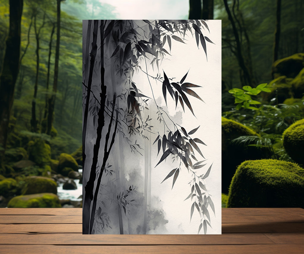 Japanese Bamboo Wall Art Asian Print Nature Inspired Zen Botanical Watercolor Painting Gift Floral Decor