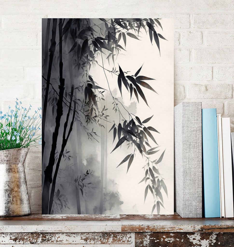 Japanese Bamboo Wall Art Asian Print Nature Inspired Zen Botanical Watercolor Painting Gift Floral Decor