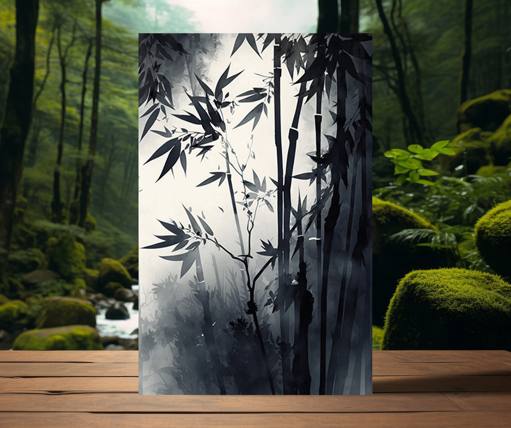 Japanese Bamboo Wall Art Asian Print Nature Inspired Zen Botanical Watercolor Painting Gift Floral Decor