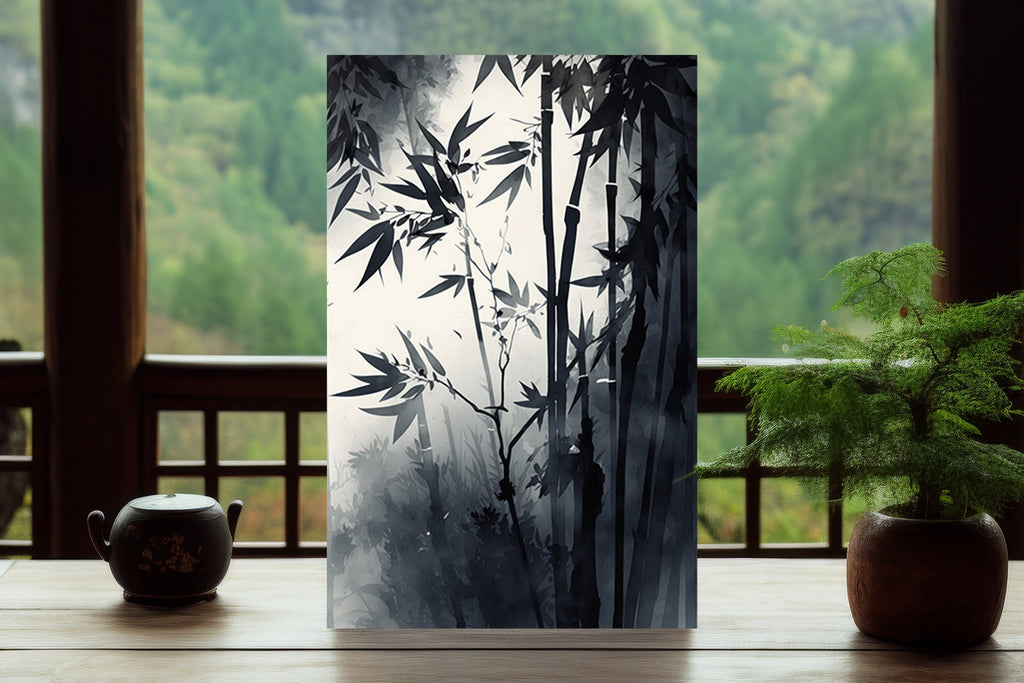 Japanese Bamboo Wall Art Asian Print Nature Inspired Zen Botanical Watercolor Painting Gift Floral Decor