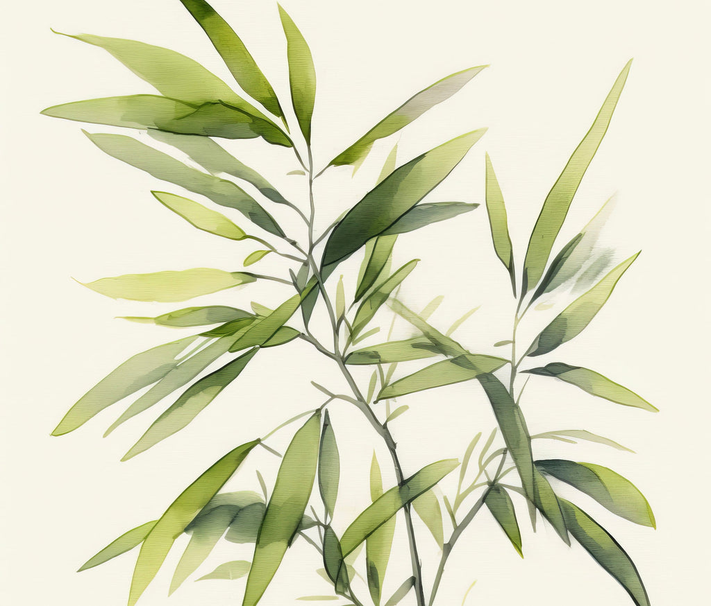 Minimalist Japanese Bamboo Wall Art Asian Print Nature Inspired Zen Botanical Watercolor Painting Gift Floral Decor