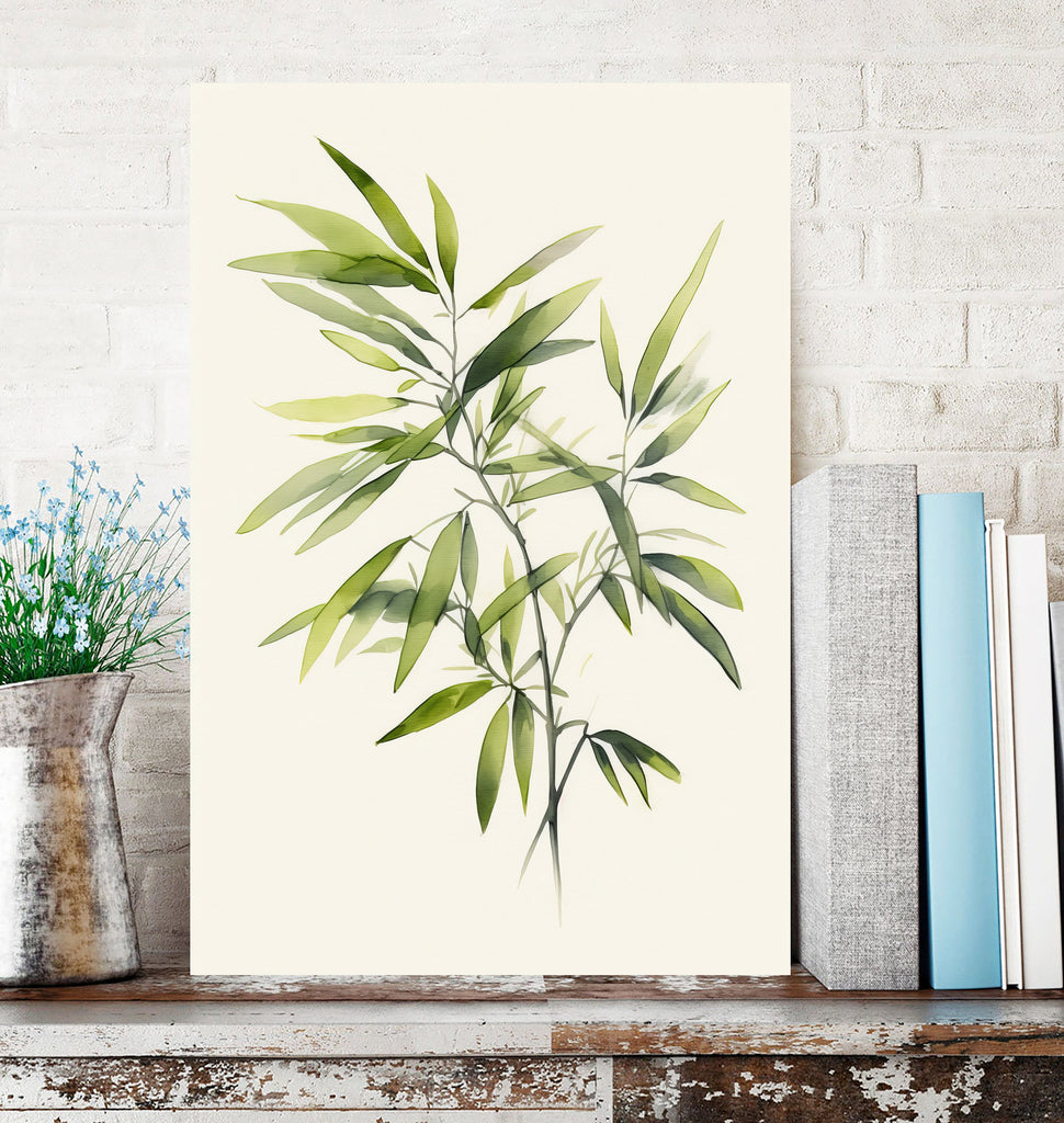 Minimalist Japanese Bamboo Wall Art Asian Print Nature Inspired Zen Botanical Watercolor Painting Gift Floral Decor