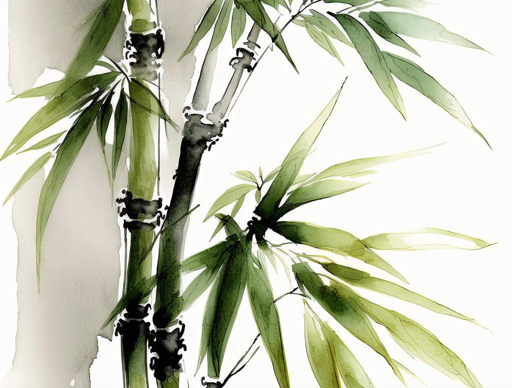 Minimalist Japanese Bamboo Plant Wall Art Asian Print Nature Inspired Zen Botanical Watercolor Painting Gift Floral Decor