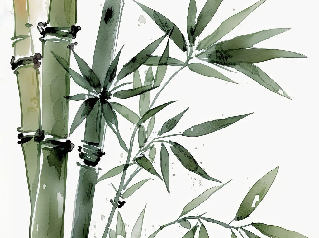 Minimalist Japanese Bamboo Plant Wall Art Asian Print Nature Inspired Zen Botanical Watercolor Painting Gift Floral Decor