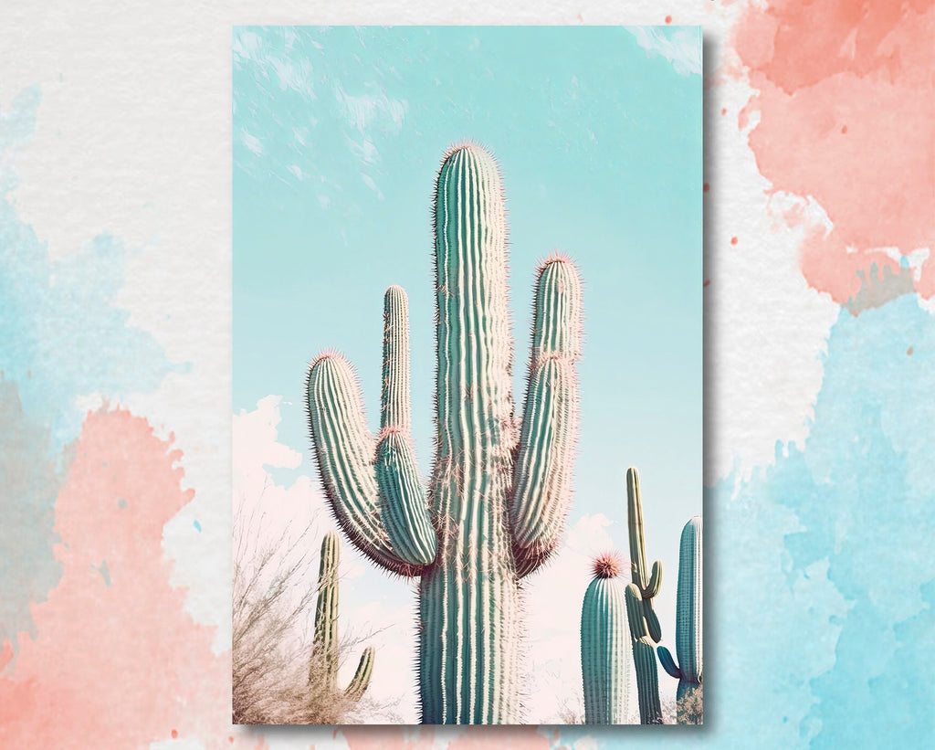 Saguaro Cactus Desert Landscape Watercolor Print Colorful Wall Art Southwest Gift Beautiful Nature Home Decor