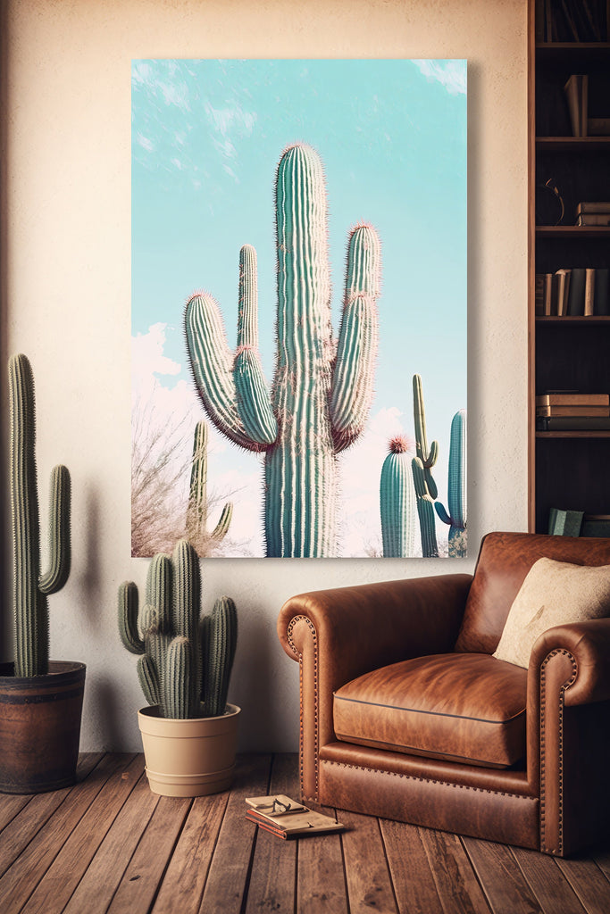 Saguaro Cactus Desert Landscape Watercolor Print Colorful Wall Art Southwest Gift Beautiful Nature Home Decor