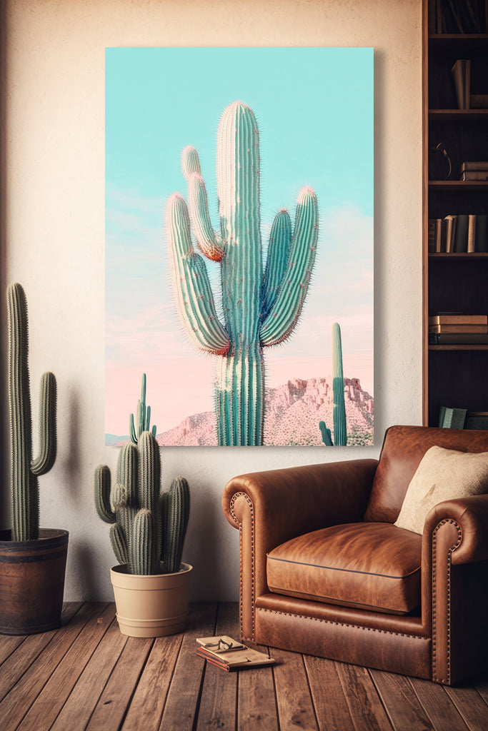 Saguaro Cactus Desert Landscape Watercolor Print Colorful Wall Art Southwest Gift Beautiful Nature Home Decor