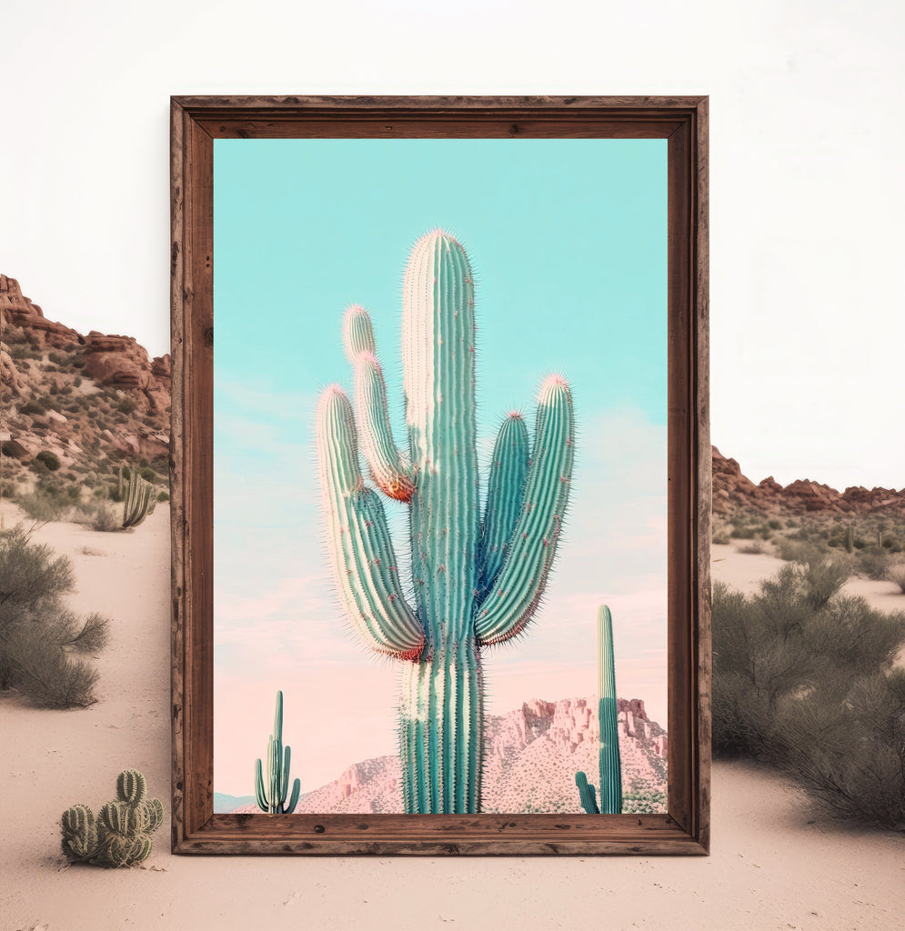 Saguaro Cactus Desert Landscape Watercolor Print Colorful Wall Art Southwest Gift Beautiful Nature Home Decor