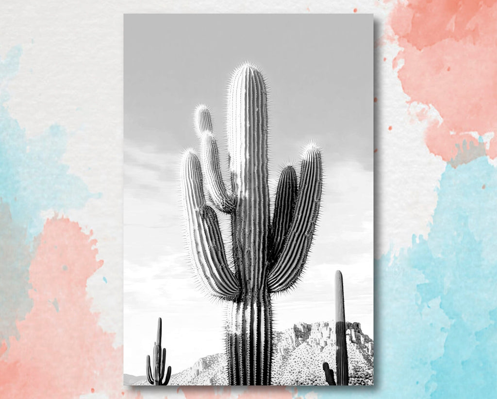 Saguaro Cactus Desert Landscape Watercolor Print Colorful Wall Art Southwest Gift Beautiful Nature Home Decor