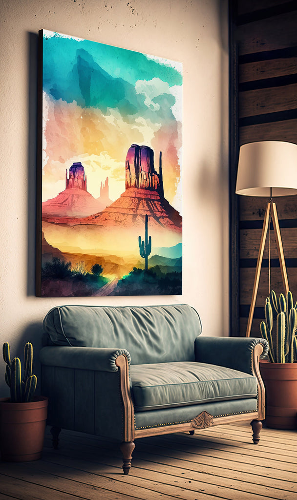 Monument Valley Desert Sunset Print Arizona Sonoran Wall Art Southwest Watercolor Boho Southwestern Decor