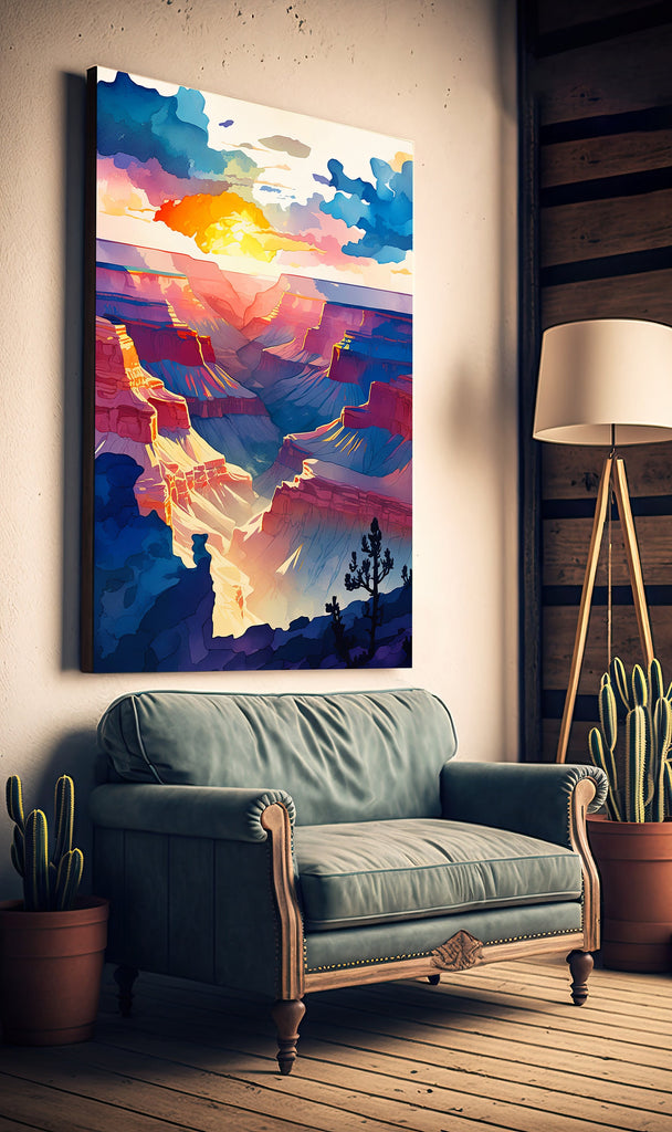 Grand Canyon National Park Sunset Print Arizona Sonoran Wall Art Southwest Desert Watercolor Boho Southwestern Decor