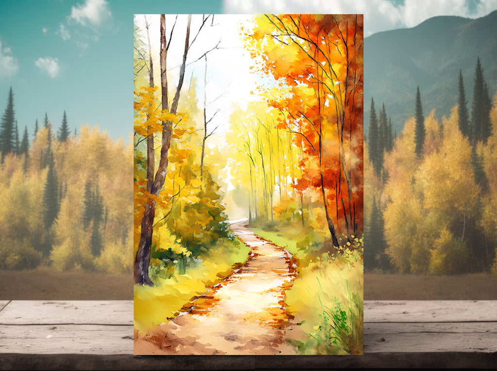 Autumn Sunset Forest Wall Art Cabin Decor Landscape Watercolor Painting Fall Prints Outdoorsy Gifts Woodland Nursery Cottagecore Decor