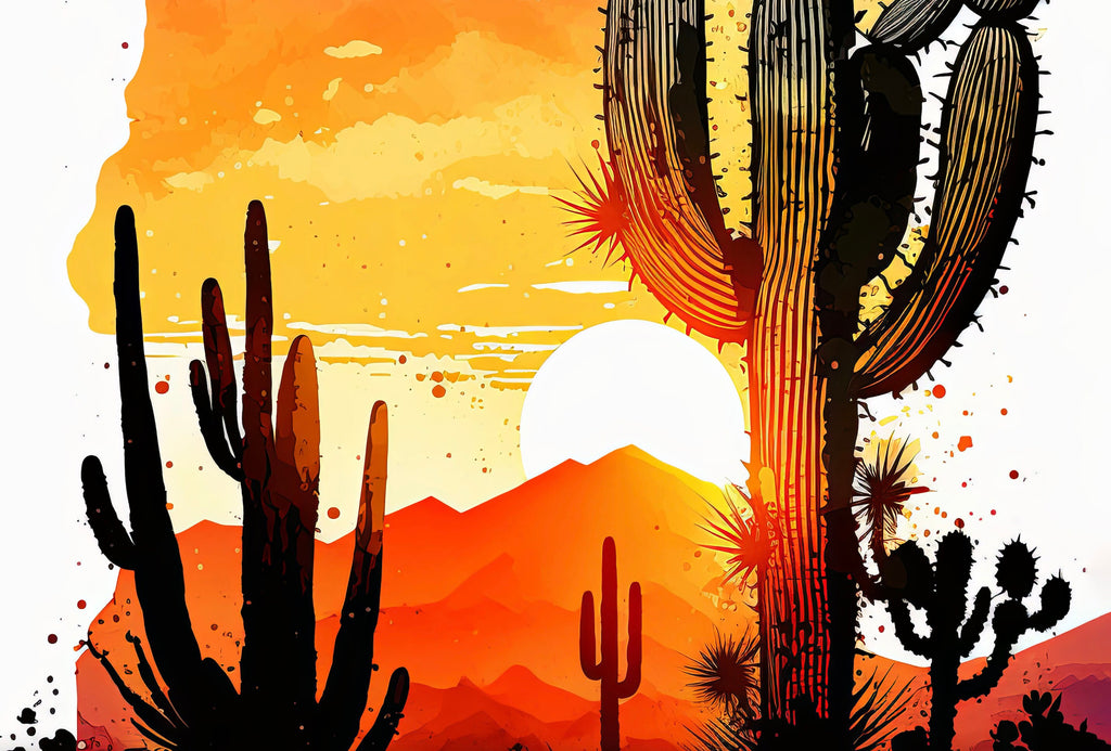 Desert Cactus Sunset Print Colorful Watercolor Wall Art Southwest Landscape Gift Saguaro Beautiful Nature Home Decor