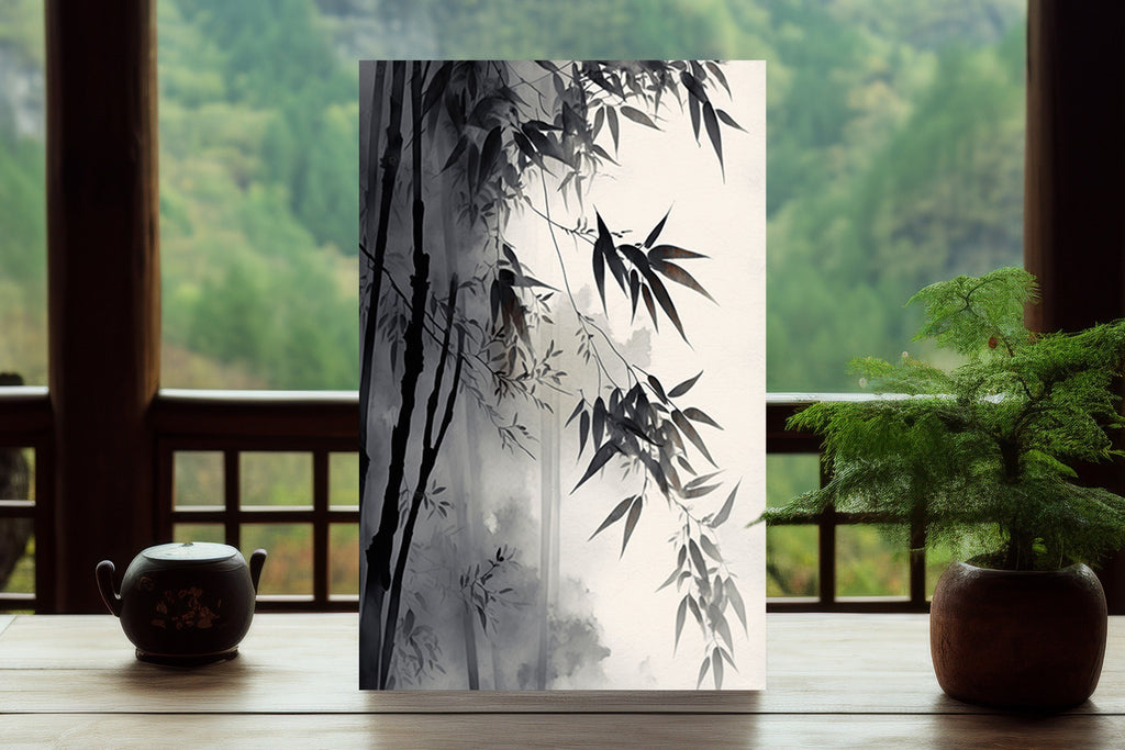 Japanese Bamboo Wall Art Asian Print Nature Inspired Zen Botanical Watercolor Painting Gift Floral Decor