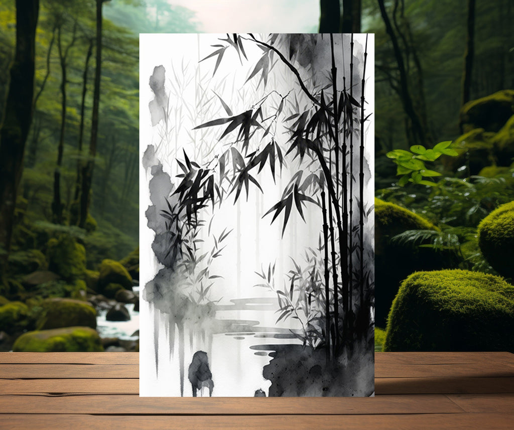 Japanese Bamboo Wall Art Asian Print Nature Inspired Zen Botanical Watercolor Painting Gift Floral Decor