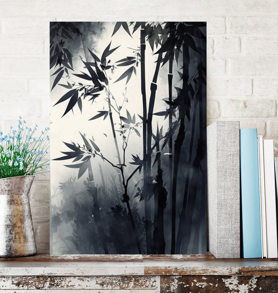 Japanese Bamboo Wall Art Asian Print Nature Inspired Zen Botanical Watercolor Painting Gift Floral Decor