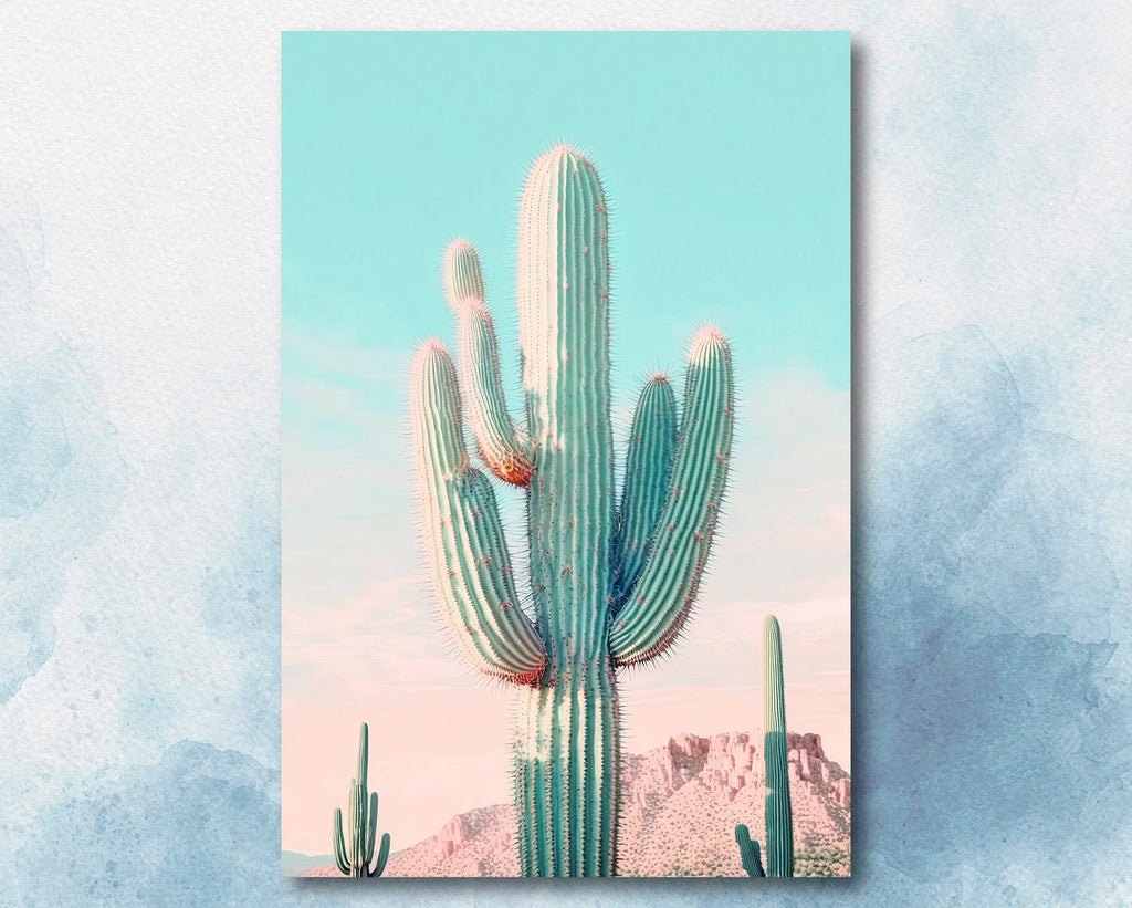 Saguaro Cactus Desert Landscape Watercolor Print Colorful Wall Art Southwest Gift Beautiful Nature Home Decor